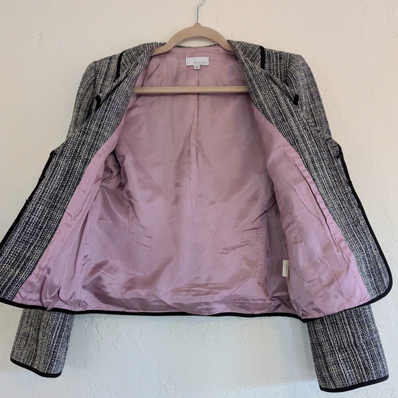 VTG 90s Silk Women Black and Indigo Blue Textured Blazer Luxury Academia Career - Picture 8 of 12